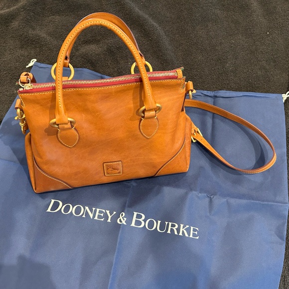 Dooney & Bourke Handbags - Dooney & Bourke Florentine Leather Satchel with Crossbody Strap - Natural